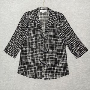 Caroline Rose Blazer Jacket Black White Minimalist Womens Size XS Art‎ To Wear